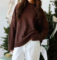 Candescent - Rowan Oversized Checkered Mock Neck Cotton Sweater