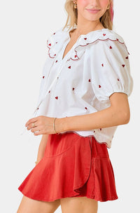 Day + Moon - Candy Hearts Embroidered Top