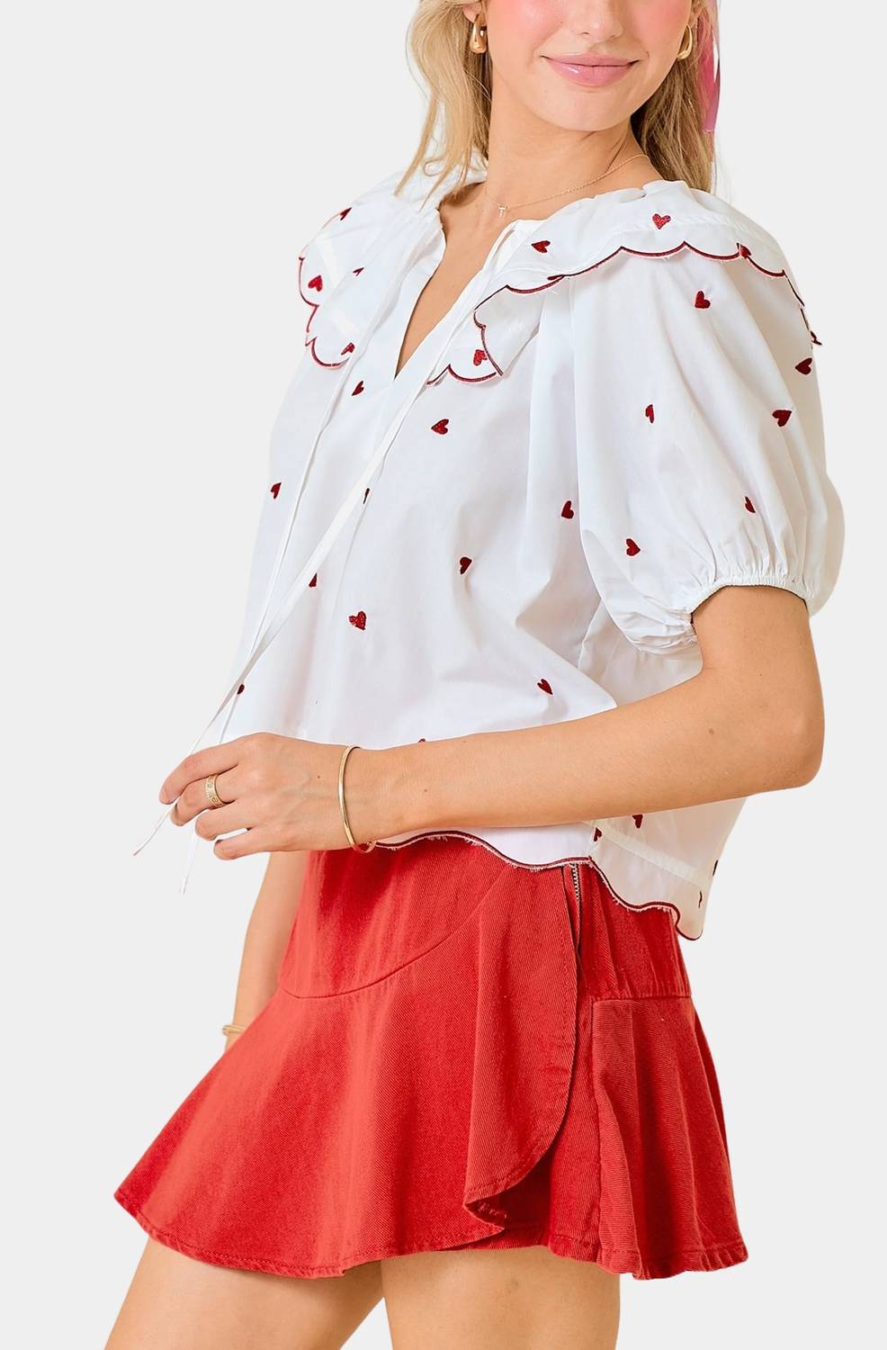 Day + Moon - Candy Hearts Embroidered Top