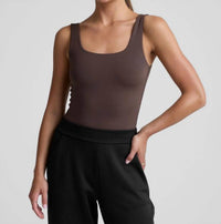 BEYOND YOGA Base Tank Bodysuit in dusk latte - women's shirt