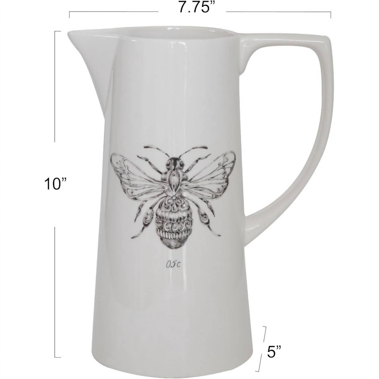 Creative Co-Op - Ceramic Pitcher With Bee