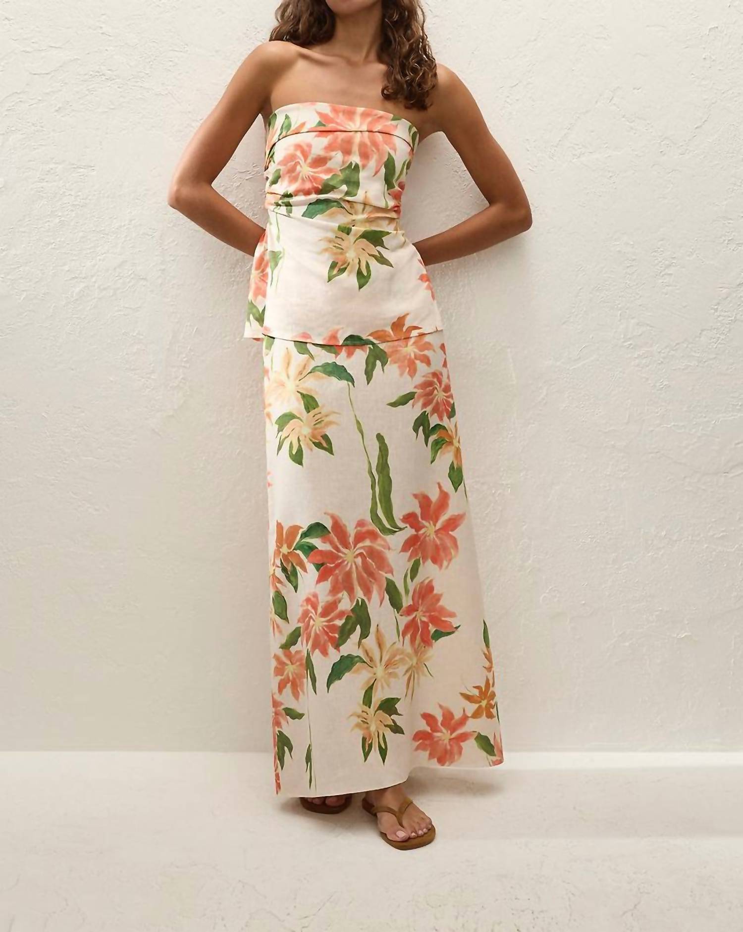 FAITHFULL THE BRAND Eleanore Strapless Top in jardines floral - women's blouse