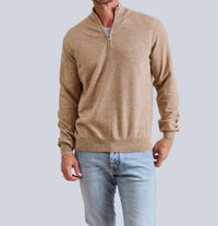 Fioroni Cashmere Cashmere Quarter Zip Sweater in naturale - men's sweater