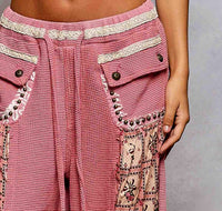 Pol - Elastic Band Patch Stud Detail Jogger Pants
