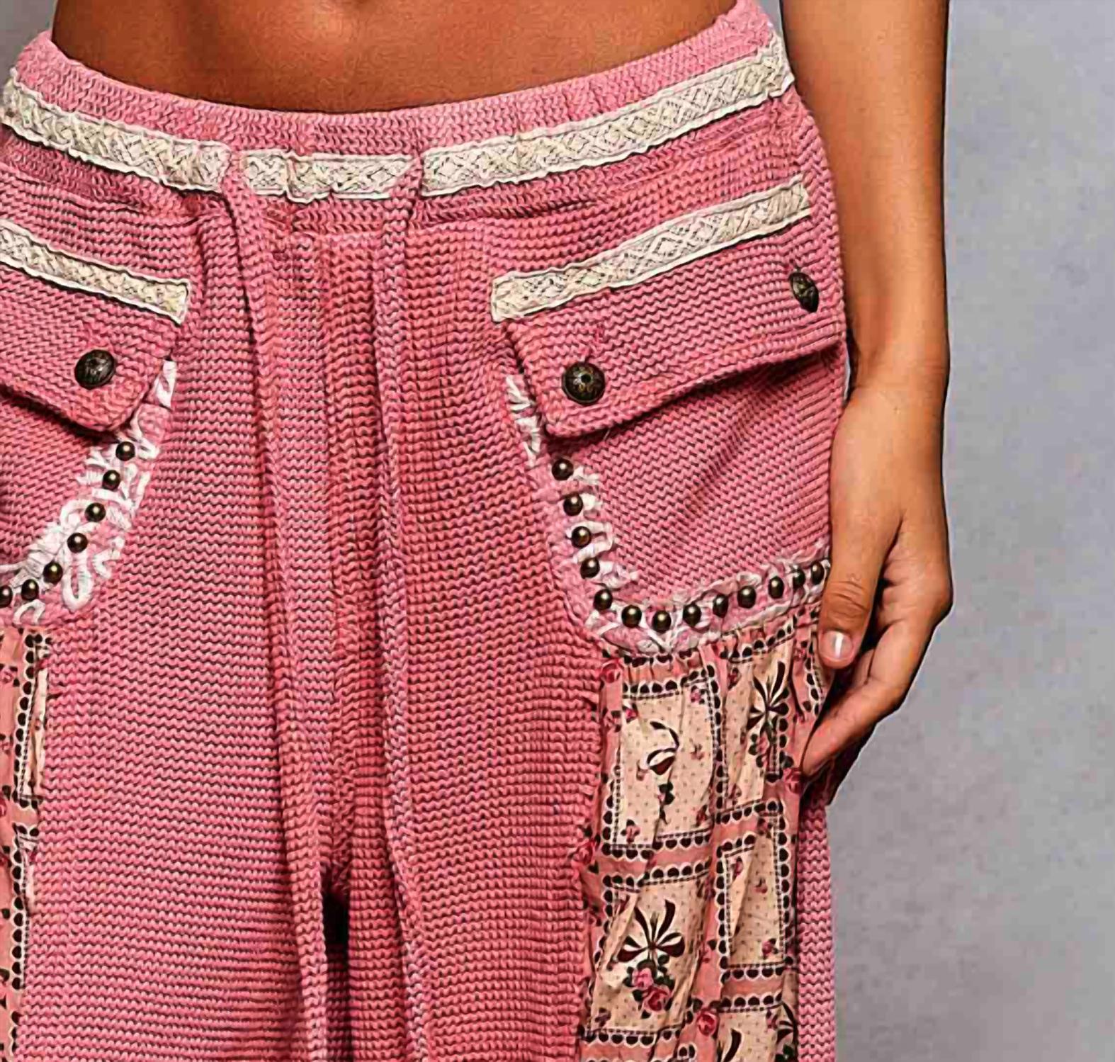 Pol - Elastic Band Patch Stud Detail Jogger Pants