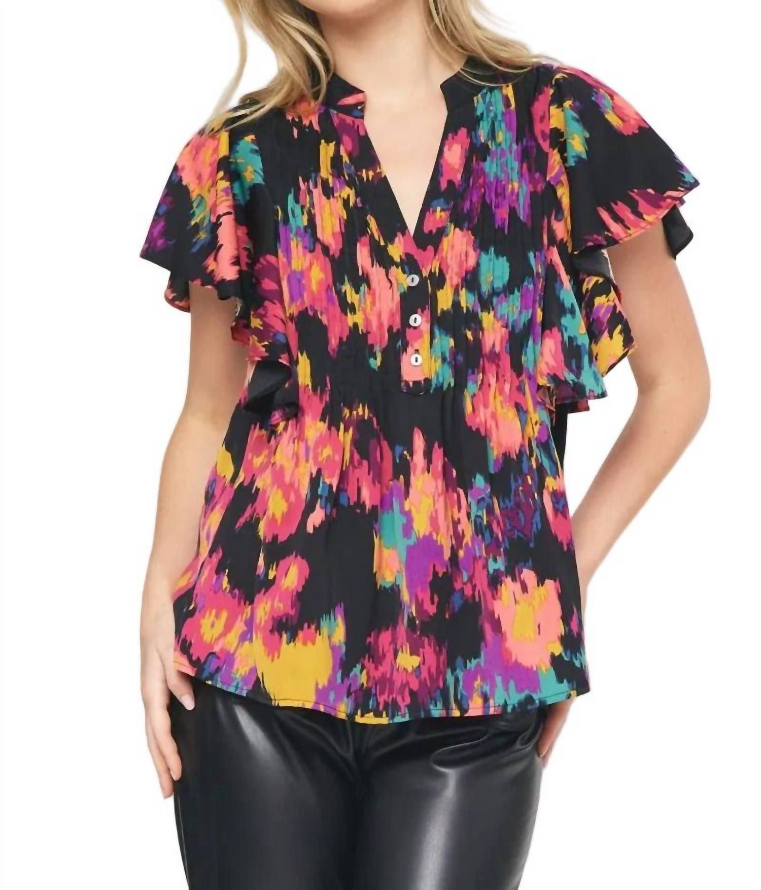 Entro - Abstract Pintuck Blouse