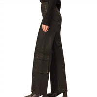 DL1961 - Women's Women's Hepburn Wide Leg High Rise Vintage Jean in black cargo coated - women's pants - alternate view