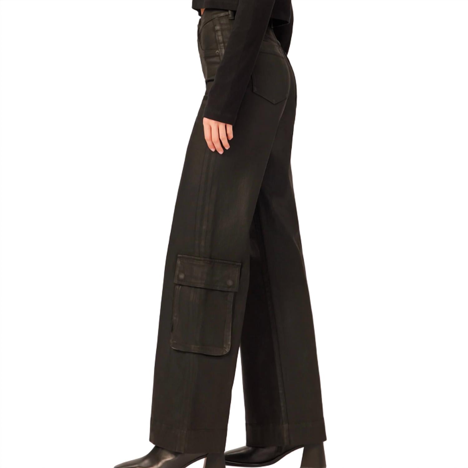 DL1961 - Women's Women's Hepburn Wide Leg High Rise Vintage Jean in black cargo coated - women's pants - alternate view