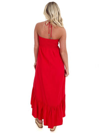 Day + Moon - Ruched Halter Midi Dress