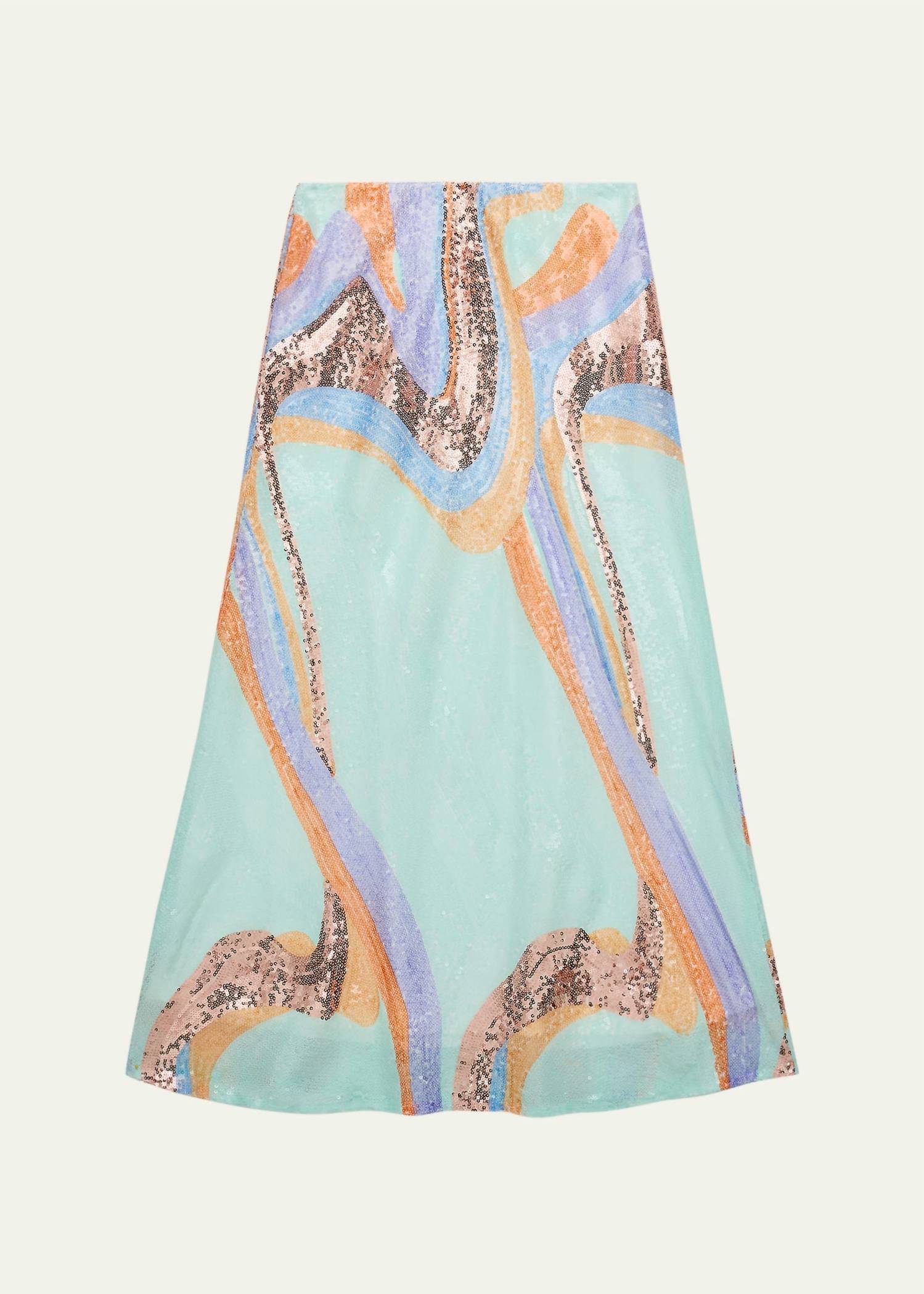 Katie J NYC Girls Anastasia Skirt in deco multi sequin - kids' skirt - detail view