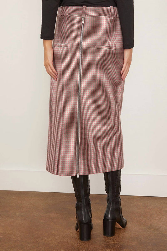 Tibi - Leon Check Midi Trouser Zip Skirt