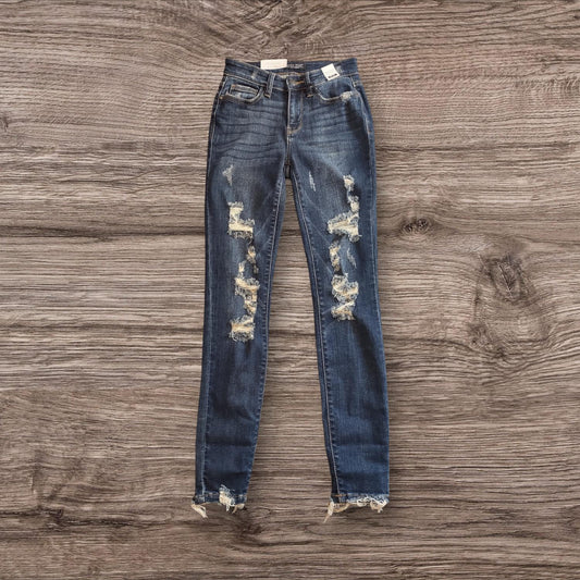 Judy Blue - Women's Skinny Fit Frayed Hem Jeans