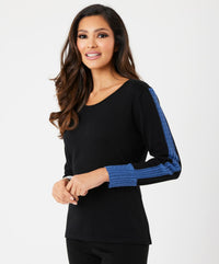 French Kyss - Braided Sleeve Scoop Neck Top
