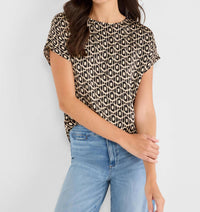 Nic + Zoe LACY DIAMONDS DAY GLOSS TEE in black multi - women's blouse