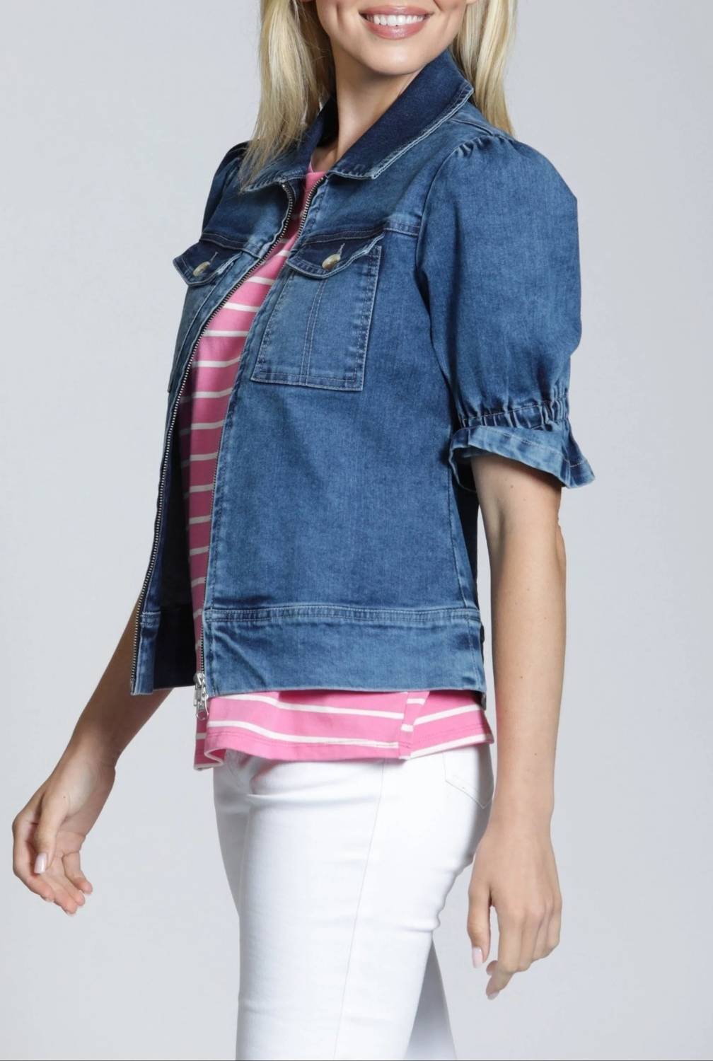 Apny - Zip Front Denim Jacket