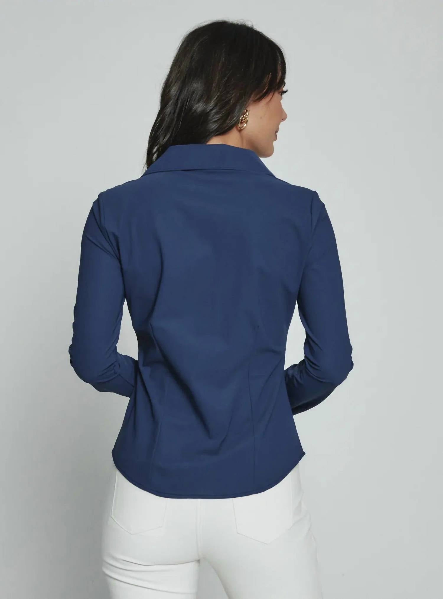 7Diamonds Luxe Wrinkle Free Blouse in midnight - women's shirt - alternate view