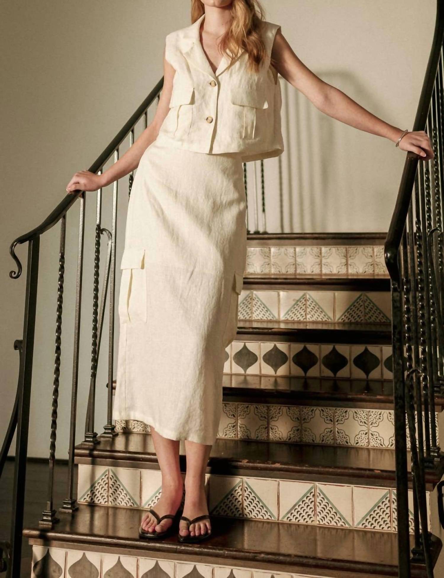 Miou Muse - Women's Linen Cargo Vest