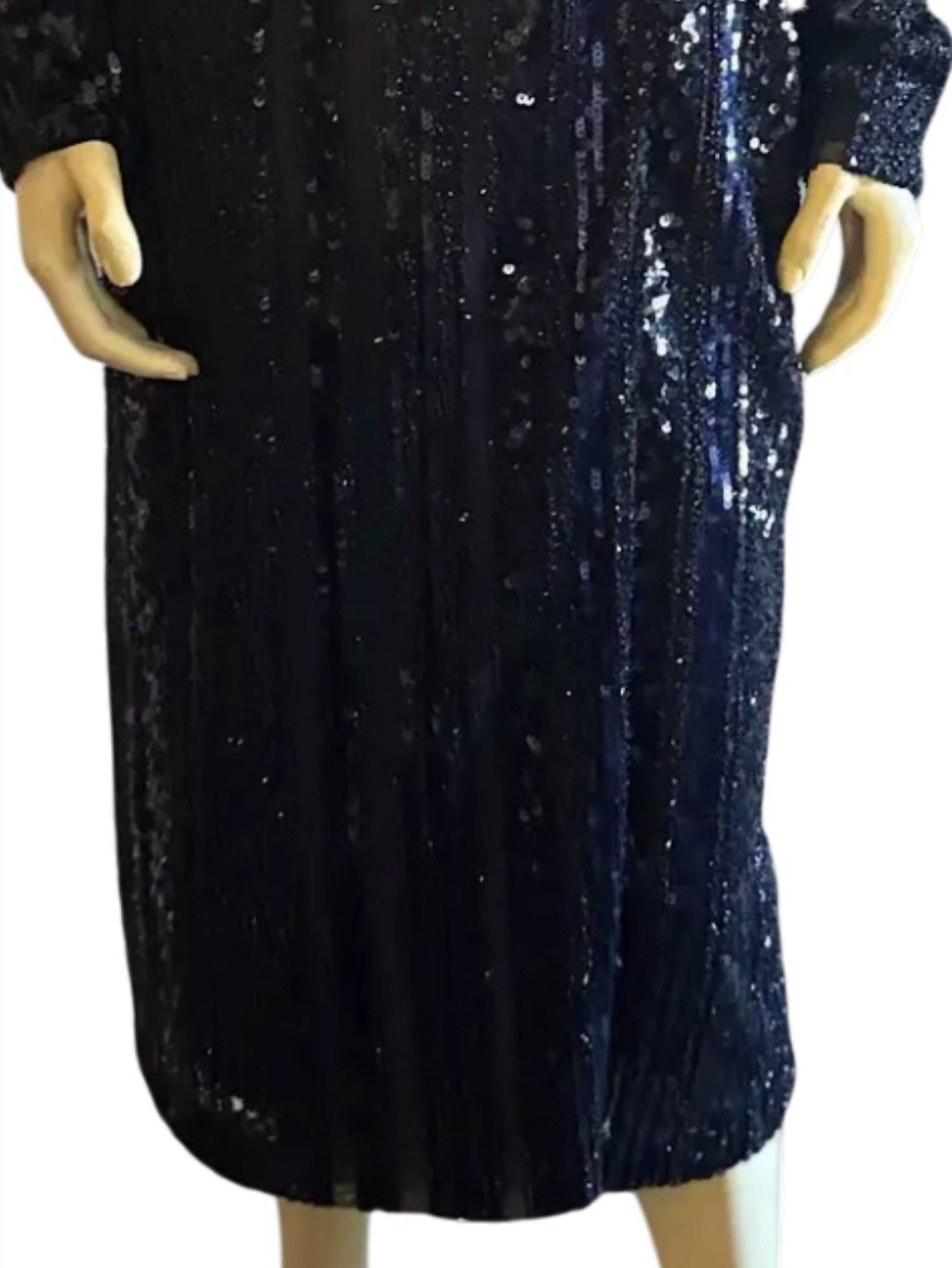 ALBERTO MAKALI Women's Textured Midi Dress in black sequin - women's dress - alternate view