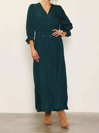 Skies Are Blue - Long Sleeve Ruffle Maxi Dress