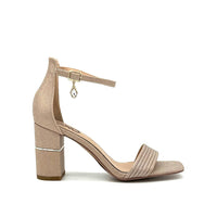 Exe - Women's Pleated Ankle Strap Block Heel Sandal