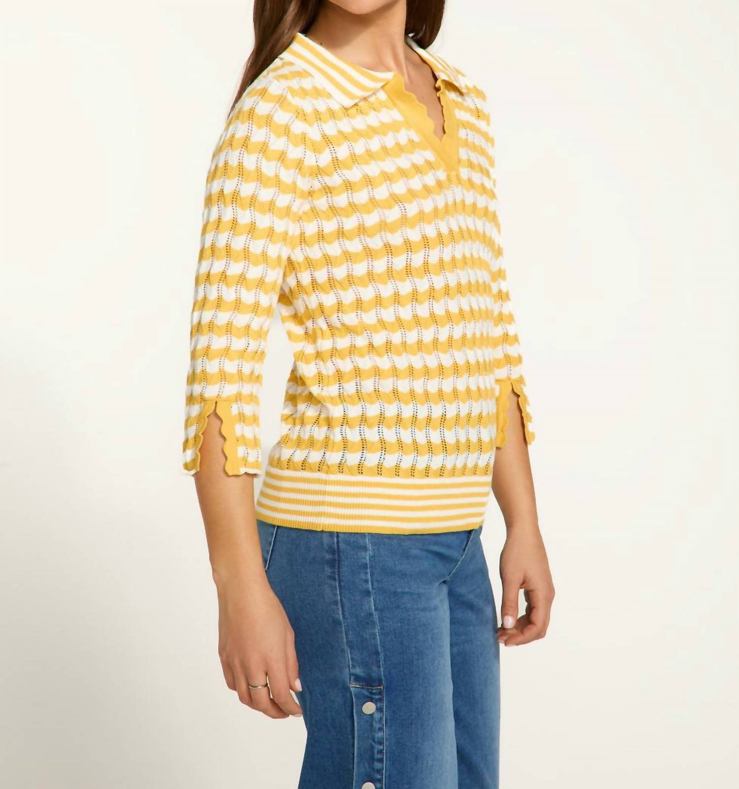 Fdj - 3/4 Sleeve Polo Sweater