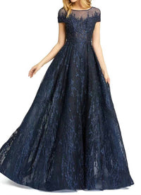 Mac Duggal - Long Formal Cap Sleeve Evening Gown