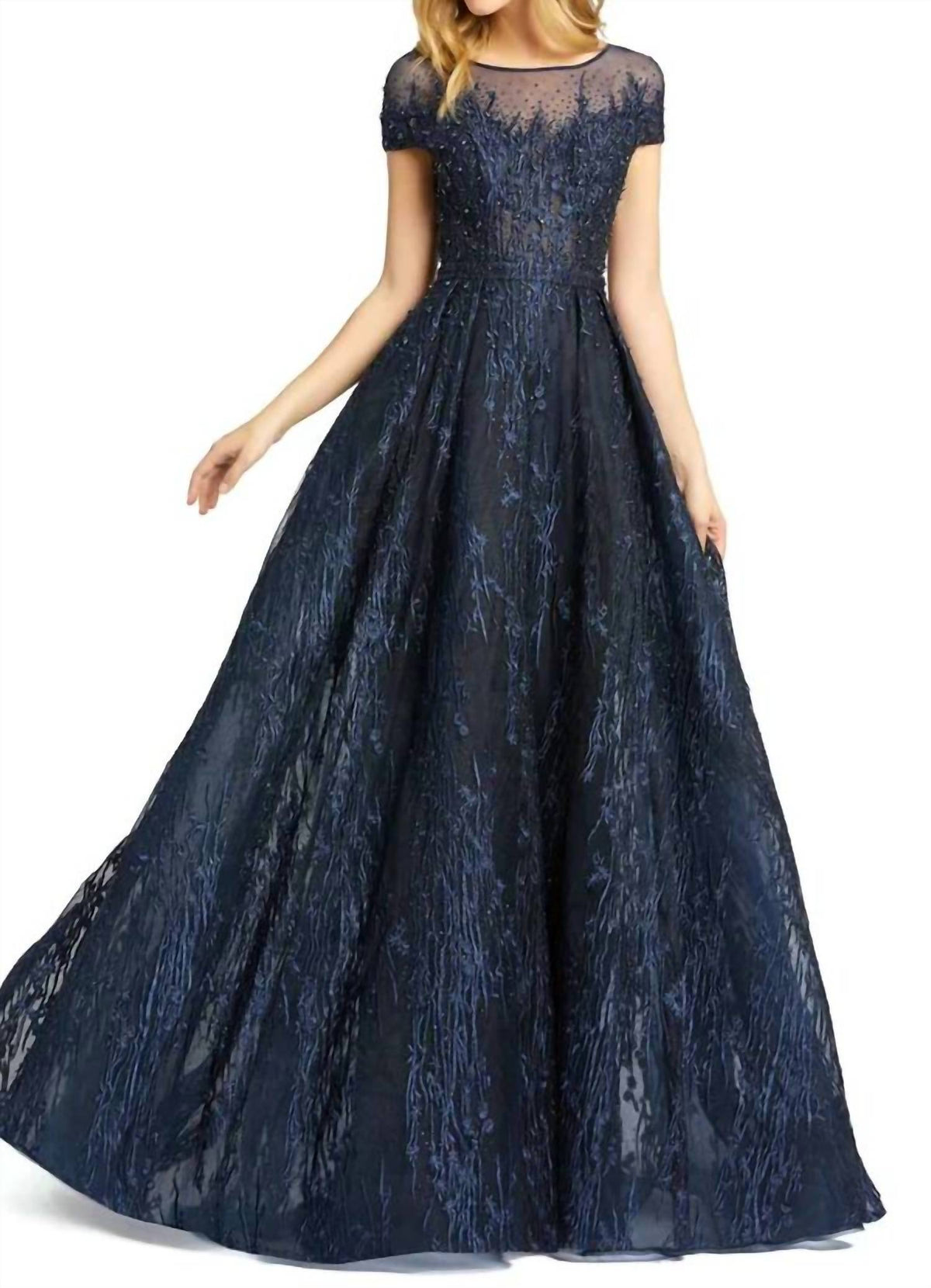 Mac Duggal - Long Formal Cap Sleeve Evening Gown