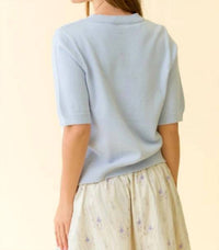 Hem & Thread - Pearl Bow Button Short Sleeve Cardigan