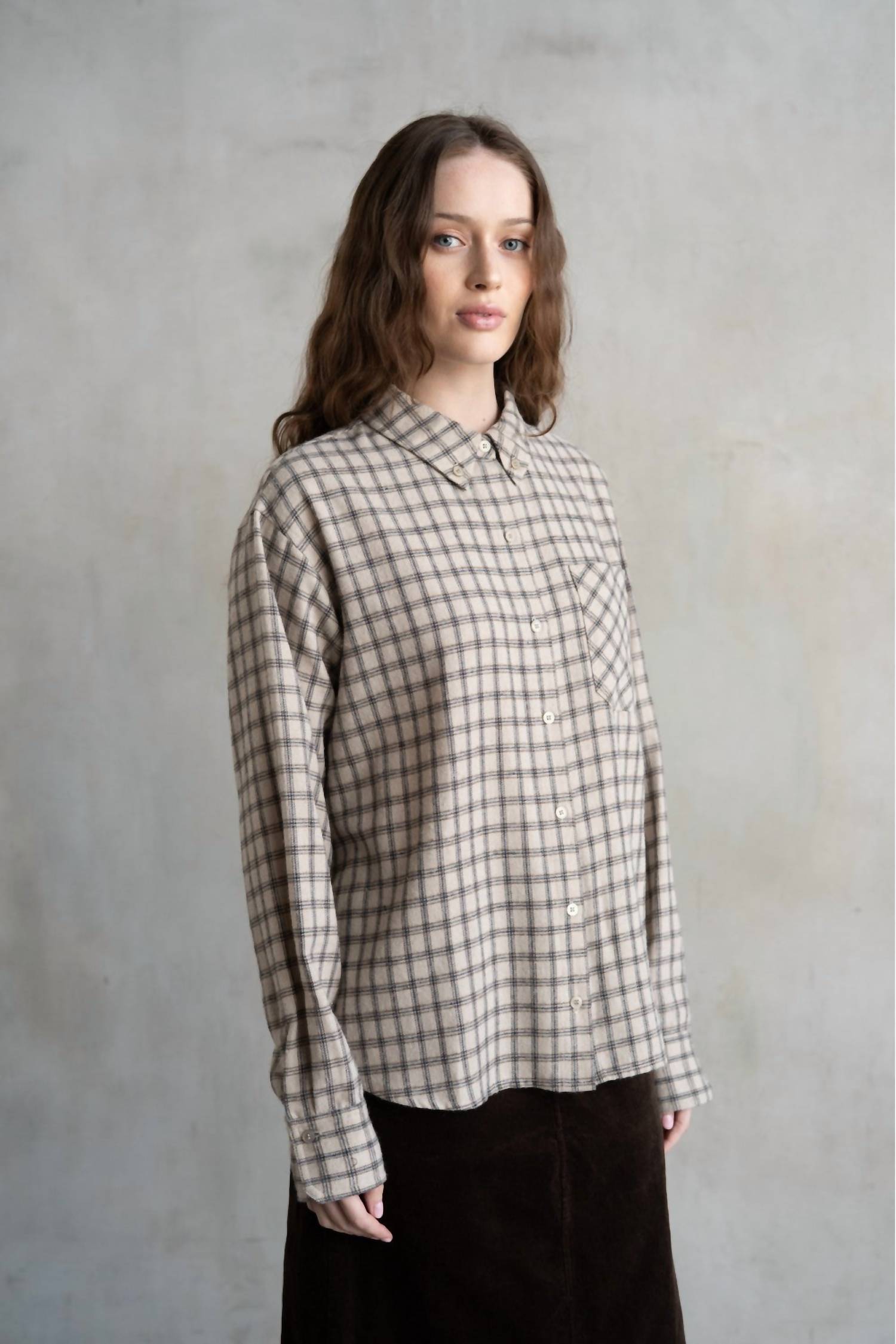 Elle Grey - Carly Windowpane Check Button Down