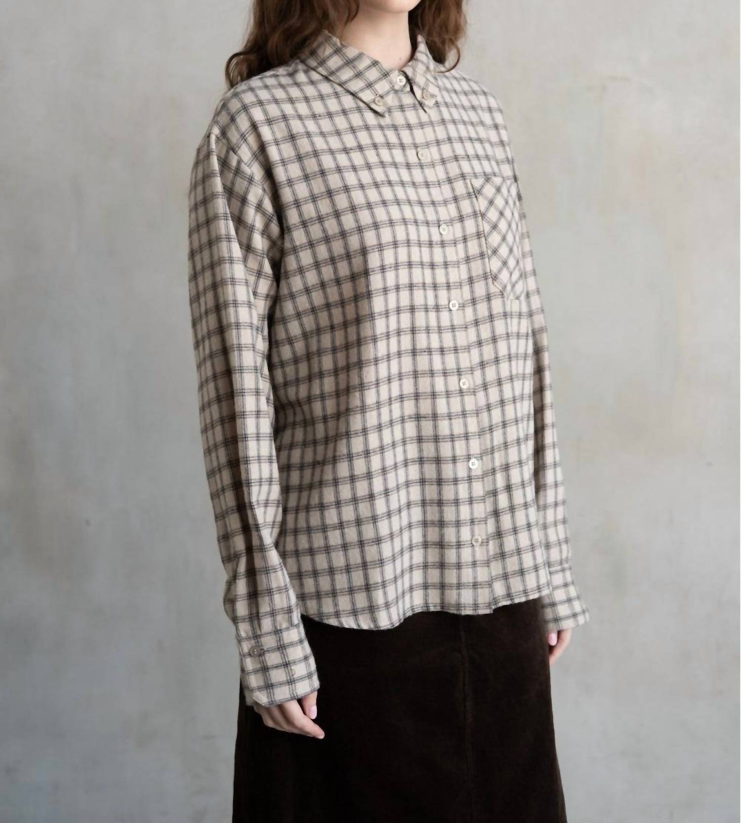 Elle Grey - Carly Windowpane Check Button Down