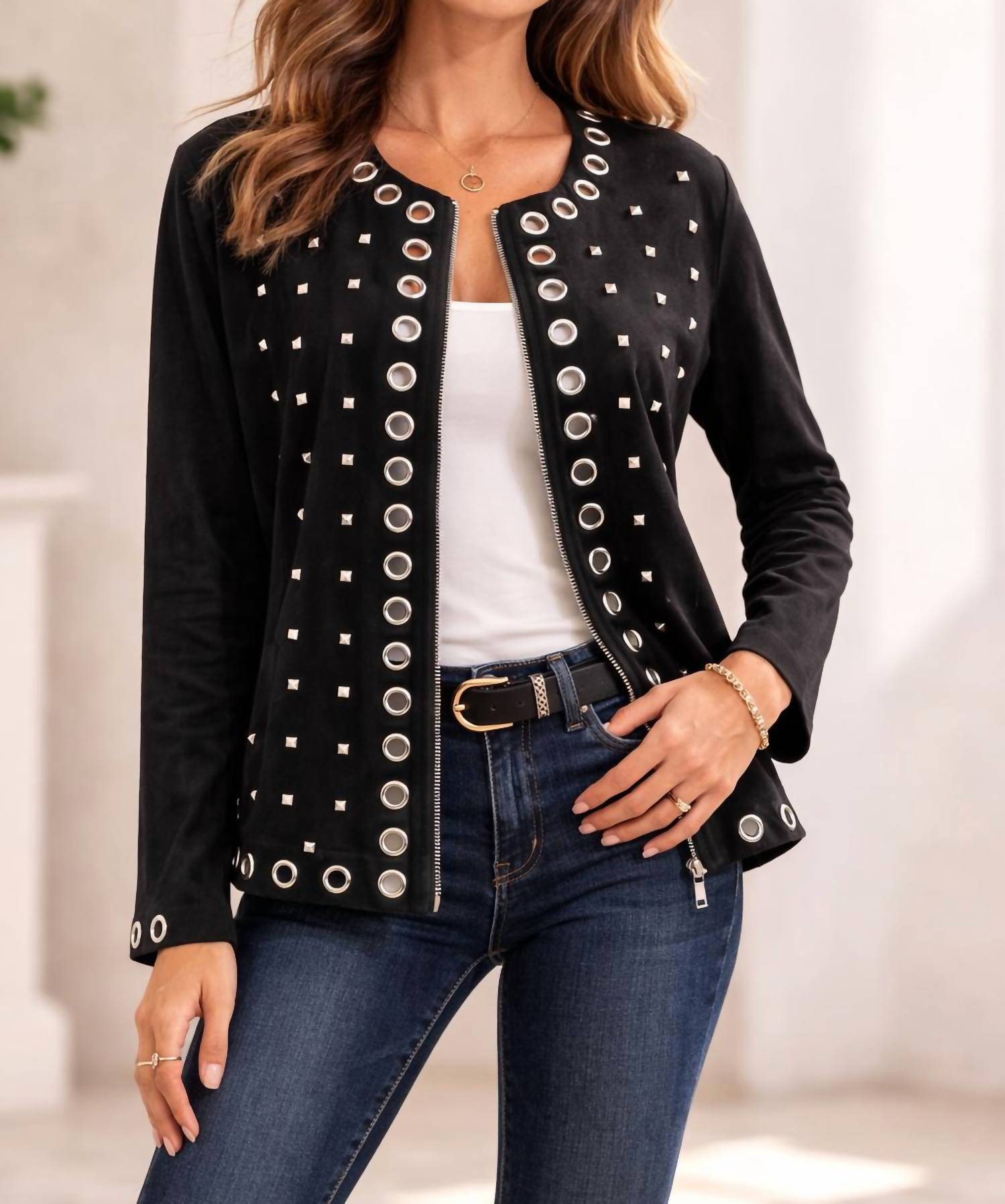 Ethyl - faux suede glimmer jacket