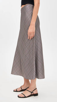 Vince - Pressed Plaid Shaped Hem Skirt