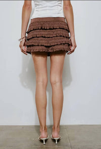 Loucia Cheyenne Mini Skort in brown - women's shorts - detail view