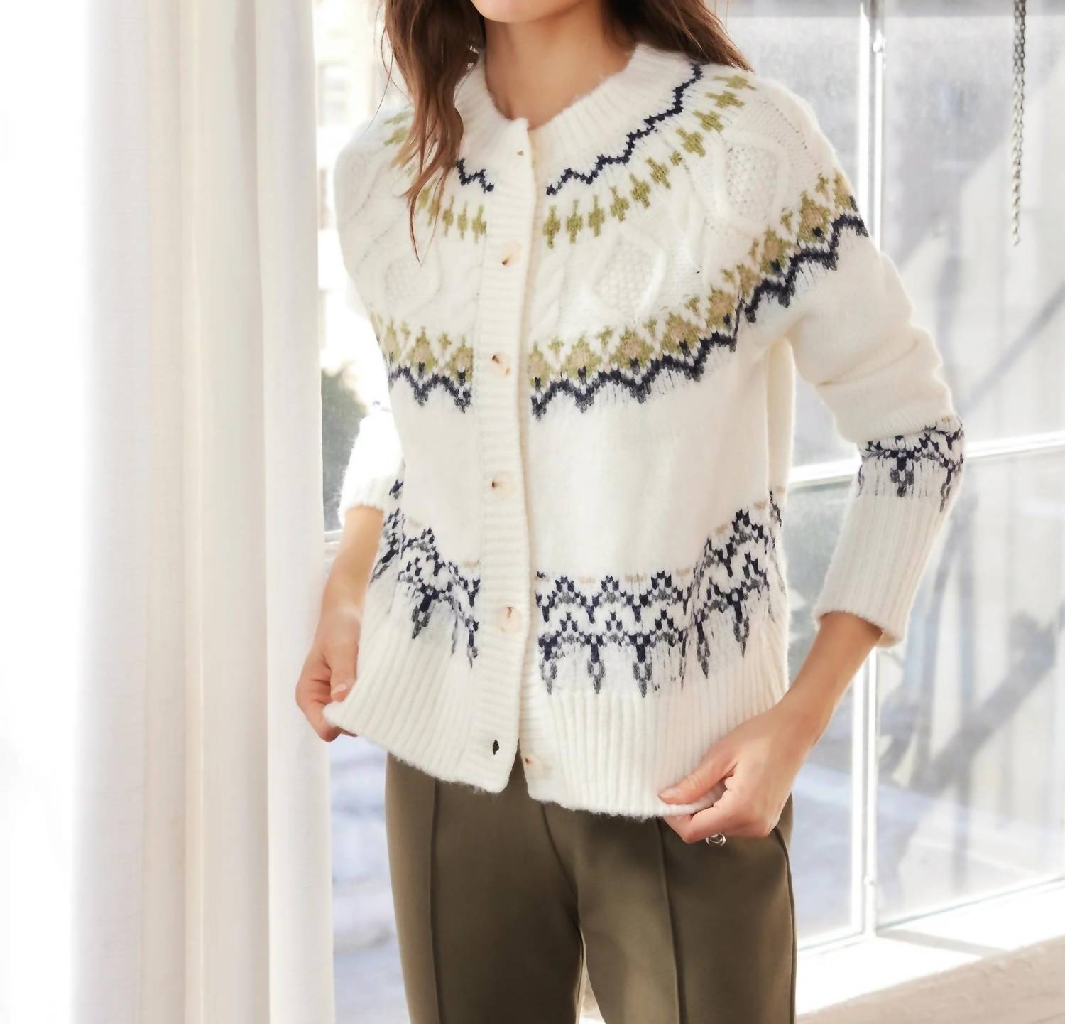 Fifteen Twenty - Astrid Fair Isle Cardigan Sweater