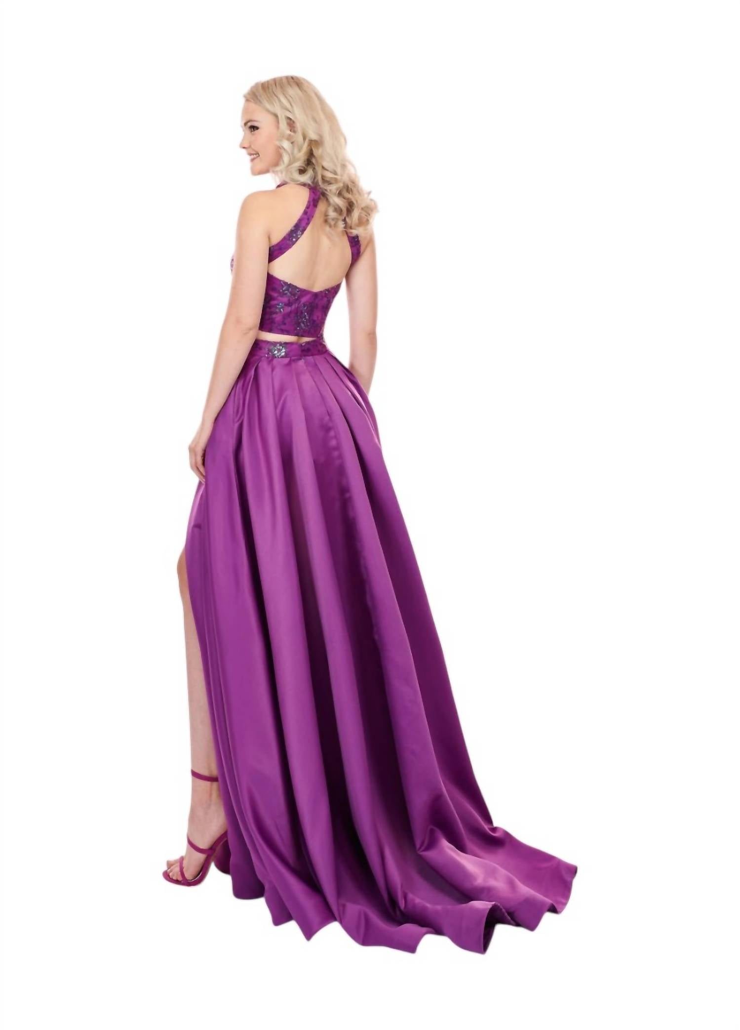Rachel Allan - Matte Satin/glitter 2-piece Gown