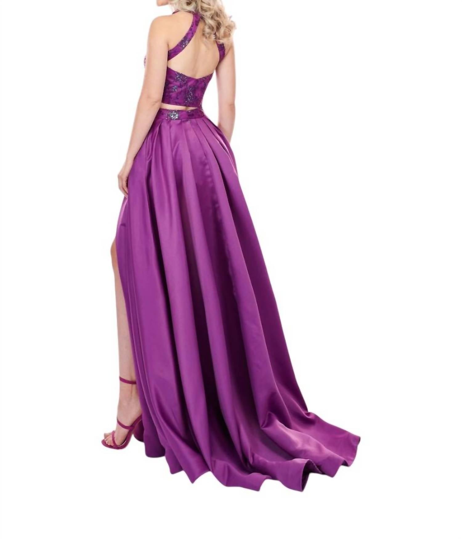 Rachel Allan - Matte Satin/glitter 2-piece Gown