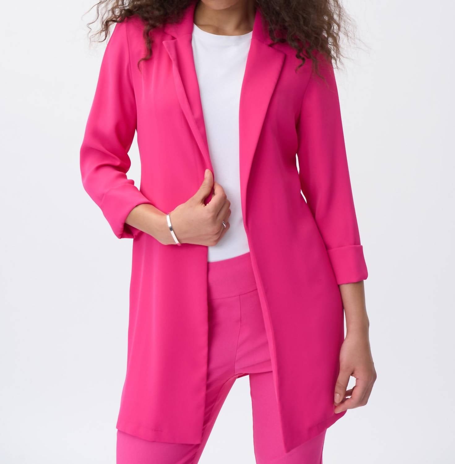 Joseph Ribkoff Danielle Dazzle Longline Blazer in pink - women's jacket