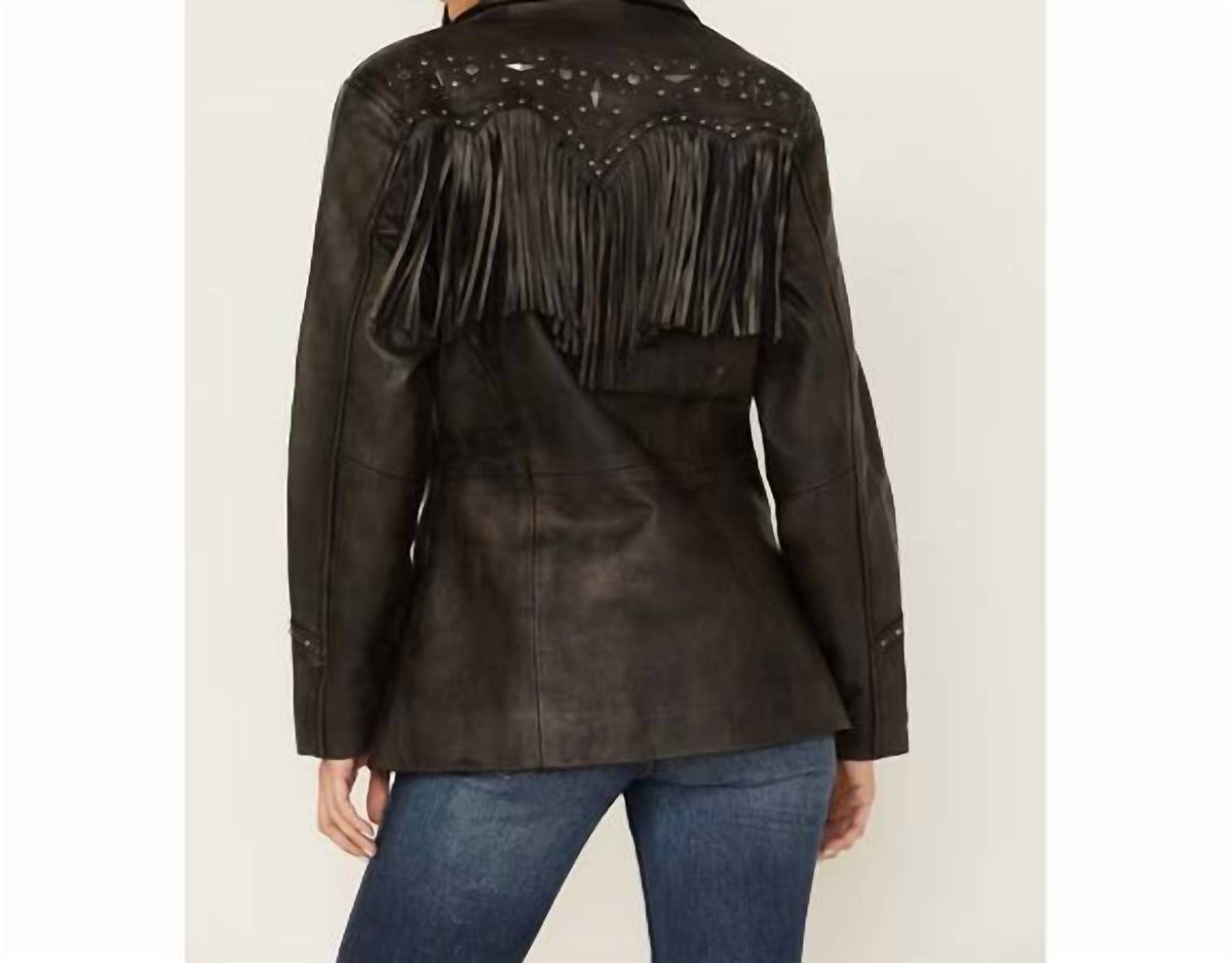 Cripple Creek - Women's Antique Studded Fringe Lamb Nappa Snap Blazer