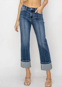Risen - High Rise Ankle Straight-wide Cuffed Jeans