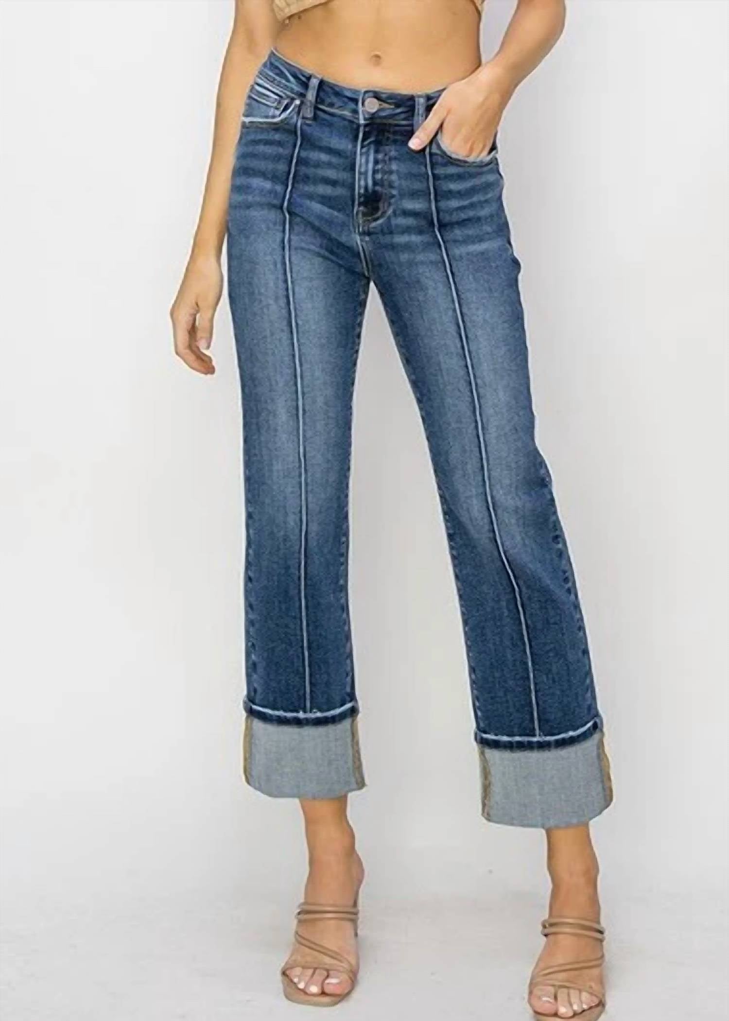 Risen - High Rise Ankle Straight-wide Cuffed Jeans