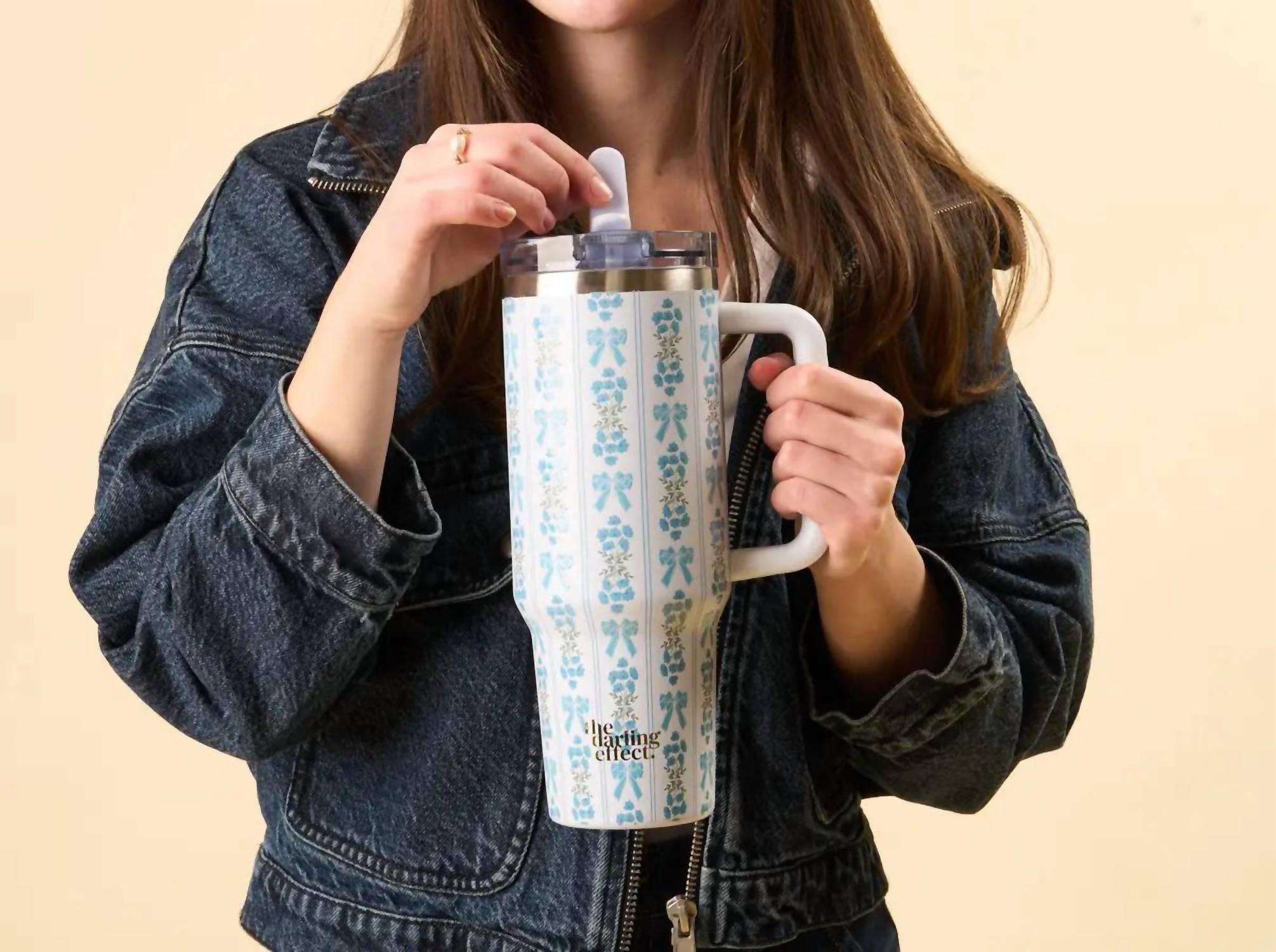 The Darling Effect - Pastel Bow Floral Tumbler - 40 Oz
