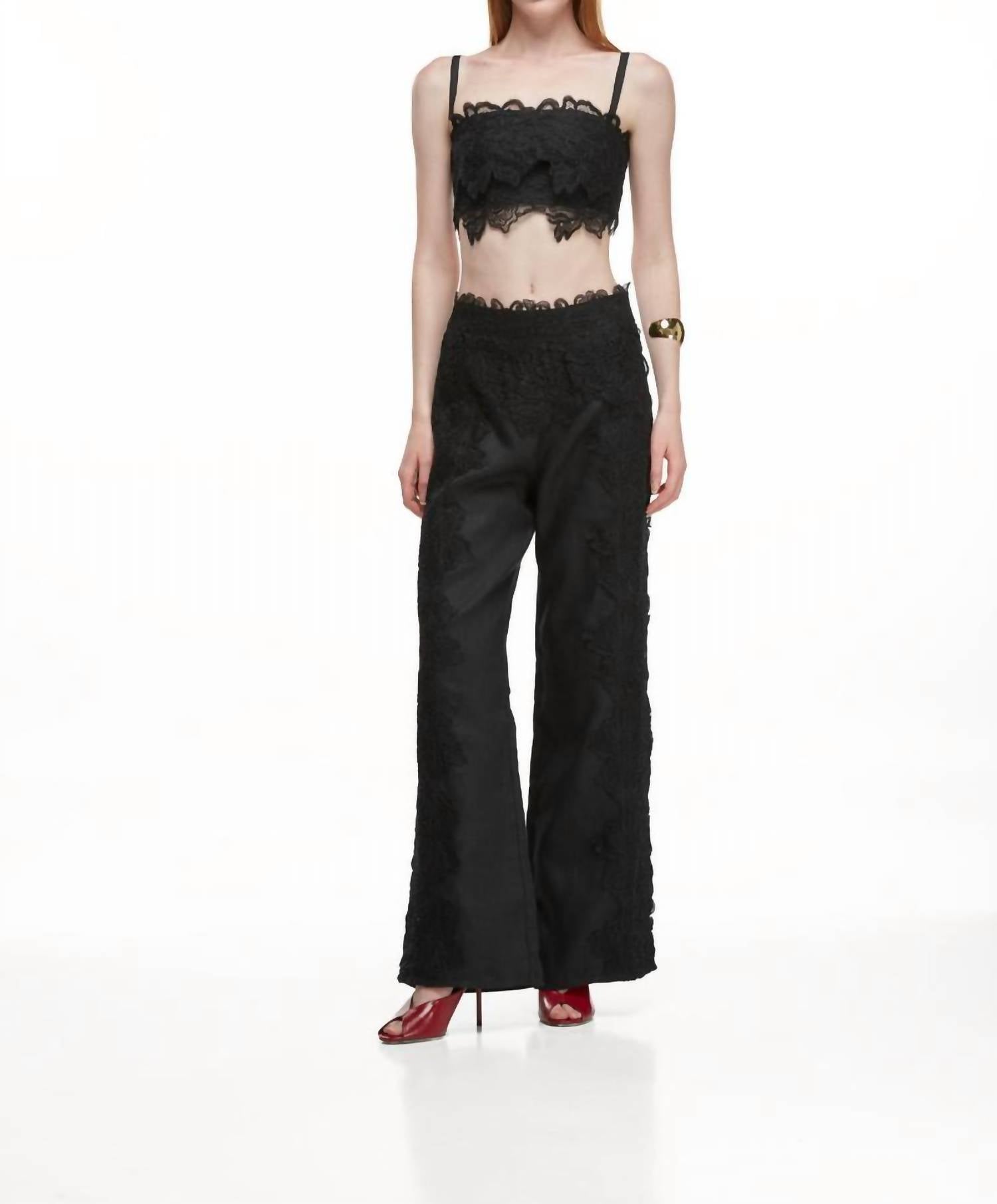 WAIMARI Amanecer Lace Bandeau Crop Top in black - women's shirt - view 5
