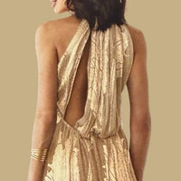 Aggel Knitwear - The Callista Metallic Plissé Maxi Dress