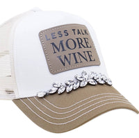 Fashion City - Women's Less Talk More Wine Trucker With Stones Hat