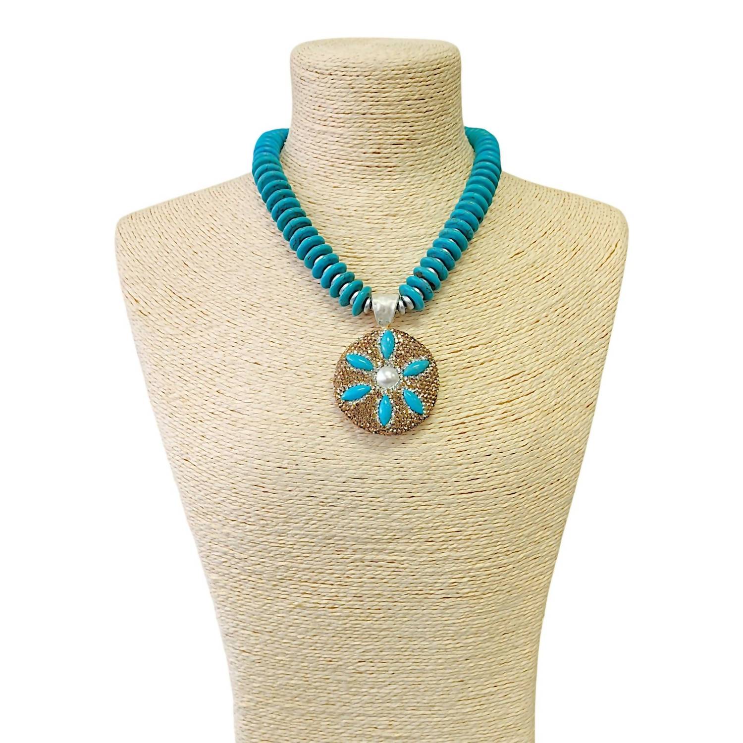 Bijoux Envie Women's Lantana Beaded Necklace in turquoise - women's jewelry - detail view