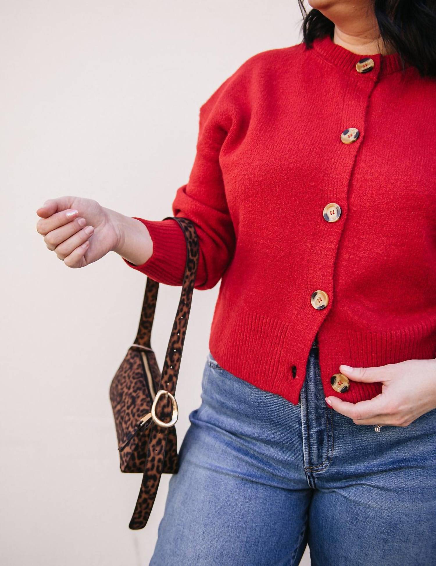 RD Style Long Sleeve Cardigan in red - women's cardigan - view 4