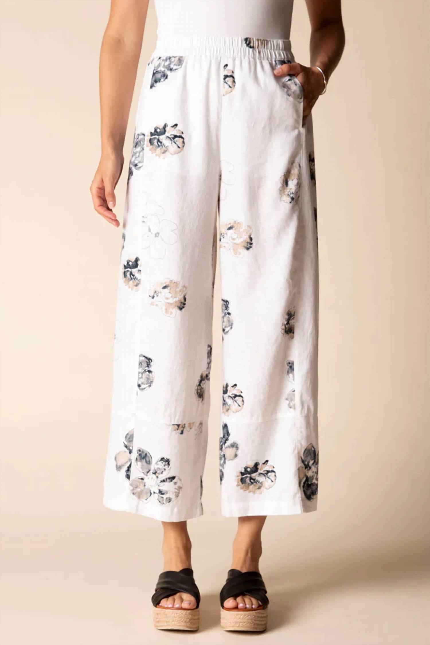 Habitat - Linen Floral Seamed Crop Pant