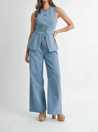 Mable - Tuti Denim Vest & Pant Set