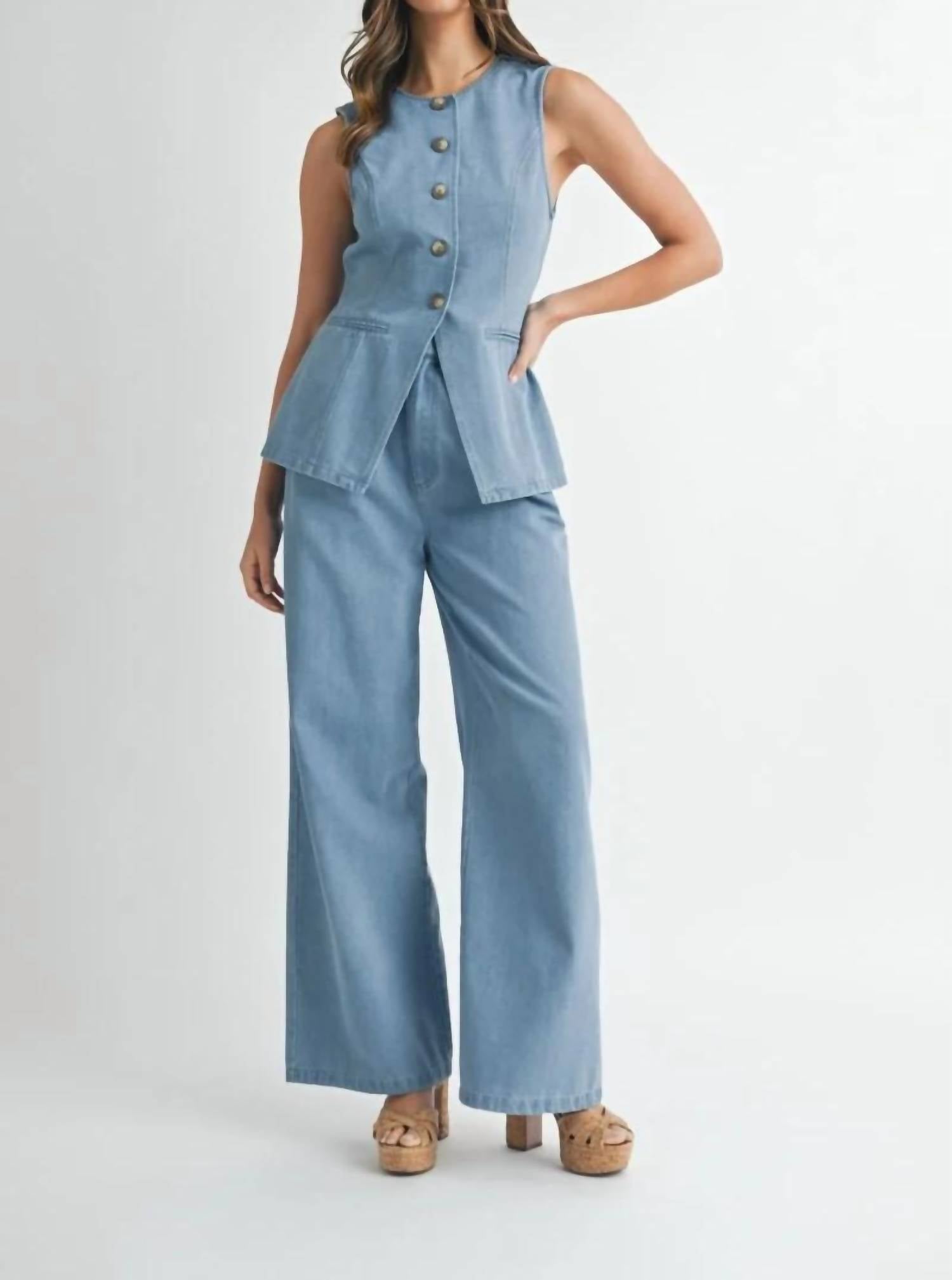Mable - Tuti Denim Vest & Pant Set