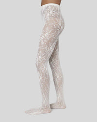Swedish Stockings Women's Rosa Lace Tights in ivory - women's accessory - detail view